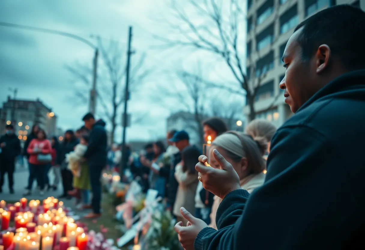 Community members gather for a vigil in remembrance of a young life lost to violence.