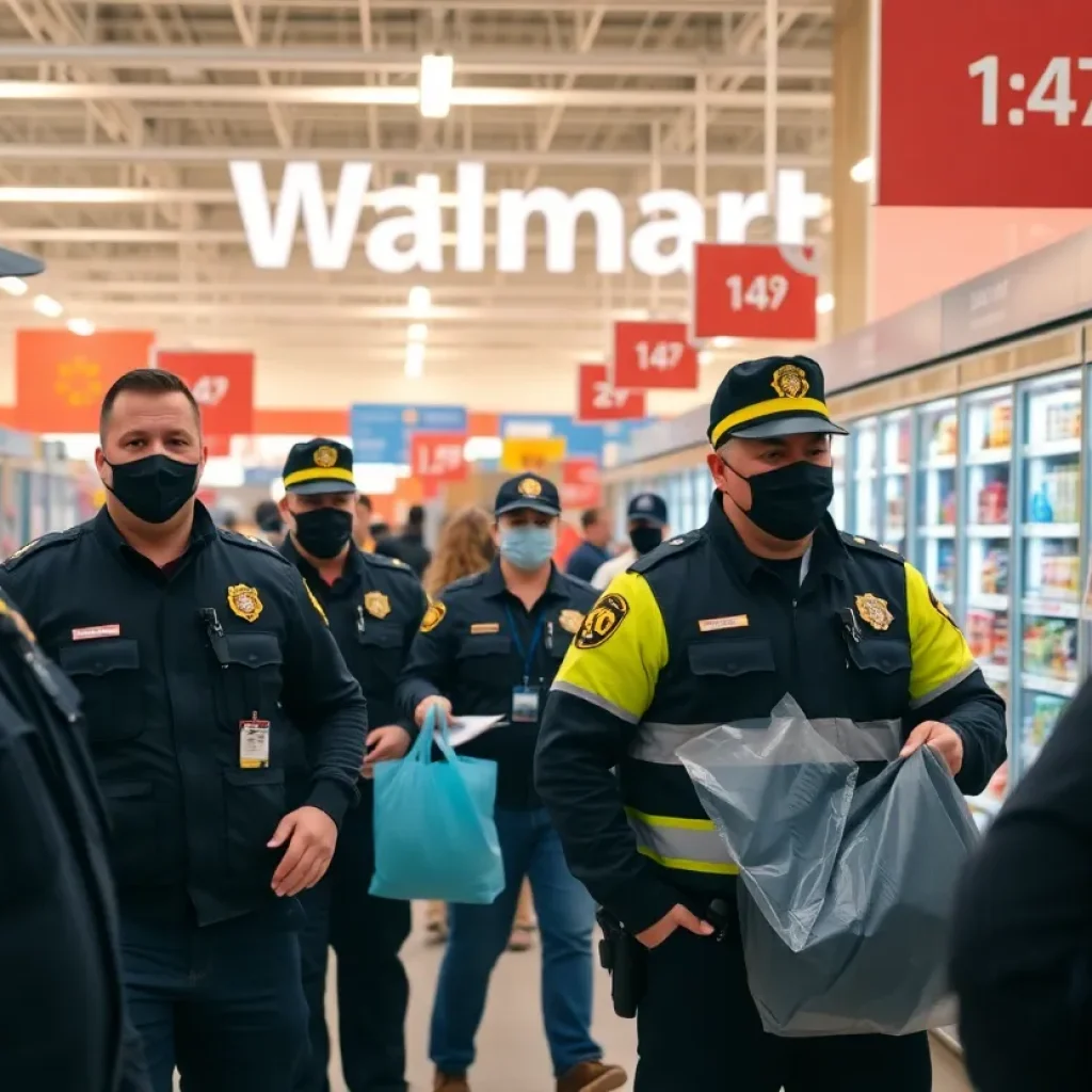 Police responding to a shoplifting incident at Walmart.