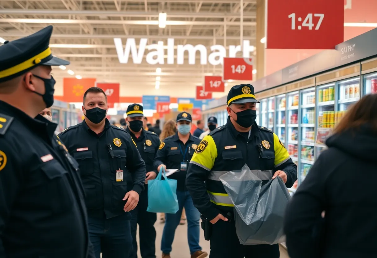 Police responding to a shoplifting incident at Walmart.